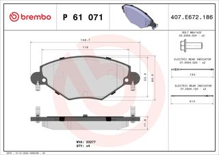 Σετ τακάκια, Δισκόφρενα Brembo P 61 071