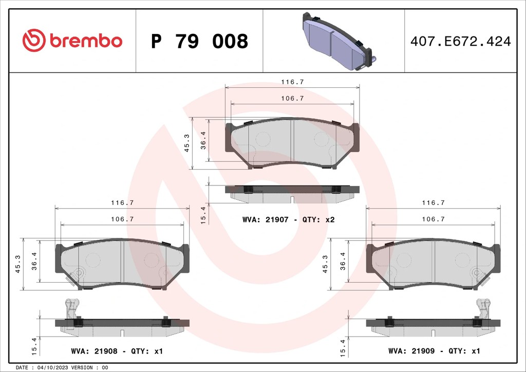 Σετ τακάκια, Δισκόφρενα Brembo P 79 008