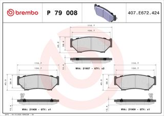 Σετ τακάκια, Δισκόφρενα Brembo P 79 008