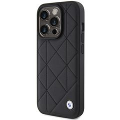 BMW Leather Quilted case for iPhone 15 Pro Max - black-thumb-1