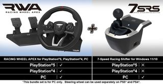 HORI - Racing Wheel Apex + 7-Speed Racing Shifter Bundle For PC (Windows 11/10) / PlayStation 5