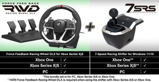 HORI - Force Feedback Racing Wheel DLX + 7-Speed Racing Shifter Bundle For Xbox Series X - S, Xbox One and PC (Windows 11/10) / Xbox Series X