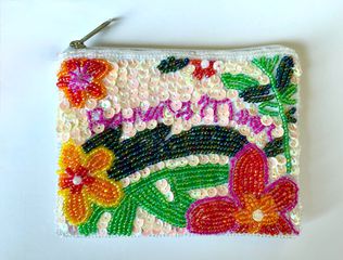 BANANA MOON Mini Πορτοφολάκι Λευκό με Παγιέτες - Sequin Mini Wallet Pouch