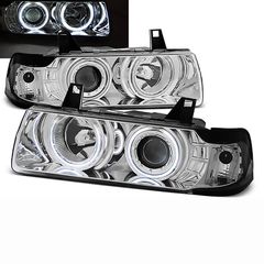 Μπροστινά Φανάρια Set Για Bmw 3 E36 90-99 Sedan / Compact / Touring ccfl Angel Eyes Χρωμίου H3/H1 Eagle Eyes