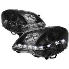 Μπροστινά Φανάρια Set Για Vw Polo 9N3 05-09 DRL Μαύρα H1/H1 Sonar