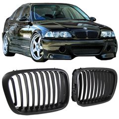 Καρδιές Μάσκας Για Bmw 3 E46 99-01 Sedan/Touring/Compact Μαύρο Ματ Με 10 Γραμμές 2 Τεμάχια