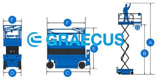 Builder Graecus 2025 Εξέδρα εργασίας ψαλιδωτή με ύψος εργασίας 8 m και ανυψωτική ικανότητα 230 kg. Εργοεξέδρα με ηλεκτρική πορεία και ανύψωση-thumb-2