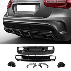 Diffuser Πίσω Προφυλακτήρα Για Mercedes-Benz GLA X156 2016-2019 GLA45 Amg Look Για Amg Sport Line Προφυλακτήρες Σετ Με Μαύρες Μπούκες