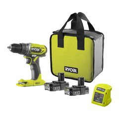 Ryobi  Δραπανοκατσάβιδο Τρυπάνι μπαταρίας 18 V ONE+, ροπή 40 Nm, συμπεριλαμβανομένων μπαταριών λιθίου+ 2 x 18 V  2,0 Ah και φορτιστή R18DD2-220S