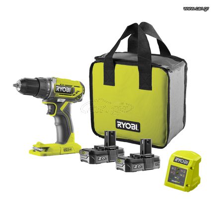 Ryobi  Δραπανοκατσάβιδο Τρυπάνι μπαταρίας 18 V ONE+, ροπή 40 Nm, συμπεριλαμβανομένων μπαταριών λιθίου+ 2 x 18 V  2,0 Ah και φορτιστή R18DD2-220S