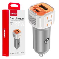 ΦΟΡΤΙΣΤΗΣ ΑΝΑΠΤΗΡΑ 12/24V ΜΕ 2 ΘΥΡΕΣ USB-C+USB 20W 5V/3AQC ΤΑΧΕΙΑΣ ΦΟΡΤΙΣΗΣ ΛΕΥΚΟΣ AMIO - 1 Τεμ.