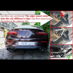 Diffuser Πίσω Προφυλακτήρα Για Mercedes-Benz E-Class C238 Coupe / A238 Cabrio 16-19 Amg 63 Look Με Μαύρες Μπούκες-thumb-8