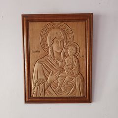 Γνήσια Ξυλόγλυπτη Ιερή εικόνα παναγίας 30x23 εκ