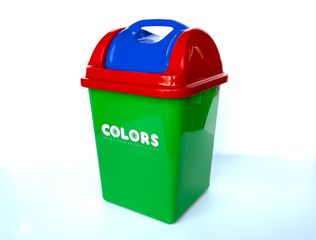COLORS Cute Table Storage & Waste Basket for Kids Room, Swing Top Trash Can with Lid Κάδος απορριμμάτων με περιστρεφόμενο καπάκι