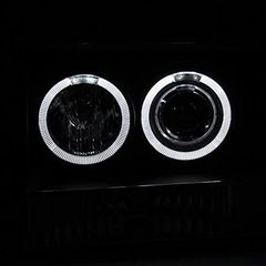 Μπροστινά Φανάρια Set Για Jeep Grand Cherokee 93-98 ZJ Angel Eyes Μαύρα H3/H1 Manual JunYan-thumb-2