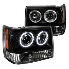 Μπροστινά Φανάρια Set Για Jeep Grand Cherokee 93-98 ZJ Angel Eyes Μαύρα H3/H1 Manual JunYan-thumb-1