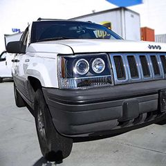 Μπροστινά Φανάρια Set Για Jeep Grand Cherokee 93-98 ZJ Angel Eyes Μαύρα H3/H1 Manual JunYan-thumb-3