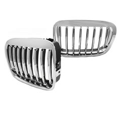 Καρδιές Μάσκας Για Bmw 3 E46 99-01 Sedan/Touring/Compact Χρωμίου Με 8 Γραμμές 2 Τεμάχια