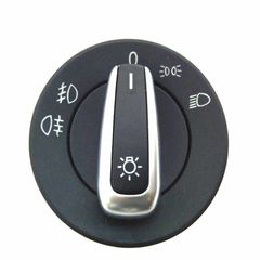 Διακόπτης Φώτων Για VW Golf VI 08-13 , Scirocco 08+, Caddy 04+ , Tiguan 07-16 , Transporter 10-19 , Amarok 10+ Μαύρο Με Χρώμιο 10 Pin