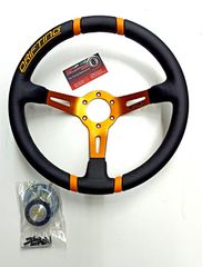 MOMO DRIFTING ΤΙΜΟΝΙ Steering Wheel 35 cm Black Leather Orange Spokes - 90 mm Dish