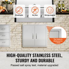 VEVOR 660x609 mm BBQ Island Access Πόρτα Εξωτερική Πόρτα Κουζίνας από ανοξείδωτο χάλυβα-thumb-2