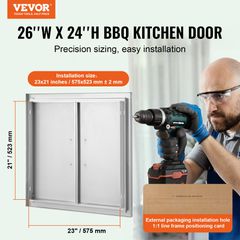 VEVOR 660x609 mm BBQ Island Access Πόρτα Εξωτερική Πόρτα Κουζίνας από ανοξείδωτο χάλυβα-thumb-1