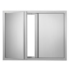 VEVOR BBQ Access Door, 787x609 mm Διπλή Πόρτα Εξωτερικής Κουζίνας, Πόρτα από ανοξείδωτο ατσάλι Flush Mount, Επιτοίχια Κάθετη Πόρτα με Χειρολαβές, για BBQ Island, Ψητοπωλείο, Εξωτερικό ντουλάπι