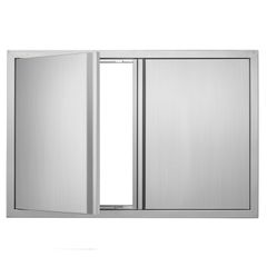 VEVOR BBQ Access Door, 914x610 mm Διπλή Πόρτα Εξωτερικής Κουζίνας, Πόρτα από ανοξείδωτο ατσάλι Flush Mount, Επιτοίχια κάθετη πόρτα με χωνευτές λαβές, για BBQ Island, Ψητοπωλείο, Εξωτερικό ντουλάπι