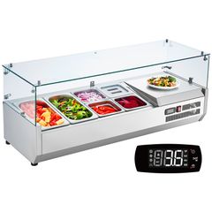VEVOR Countertop Refrigerated Salad Pizza Prep Station 140 W Glass Guard CE