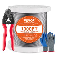 Καλώδιο από ανοξείδωτο χάλυβα VEVOR T316 1/8" 7x7 Συρματόσχοινο 1000 ποδών Κάγκελα καλωδίων
