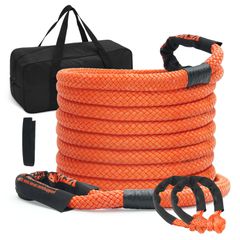 VEVOR 7/8" x 30' Kinetic Recovery Tow Rope 30580lbs, Heavy-Duty Off Road Snatch Strap with 2 Soft Shackles (41750lbs) Extreme Duty 30% Elasticity Energy Snatch Strap Jeep Car Truck ATV UTV SUV Tractor