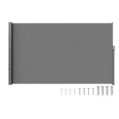Πτυσσόμενη πλαϊνή τέντα VEVOR, 63''x 118'' Outdoor Privacy Screen, 180g Polyester-proof retractable Patio Screen, UV 30+ Room Divider Windscreen για Αίθριο, Πίσω αυλή, Μπαλκόνι, Γκρι