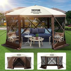 VEVOR Pop-up Camping Gazebo Camping Canopy Shelter 6 όψεων 12' x 12' Sun Shade