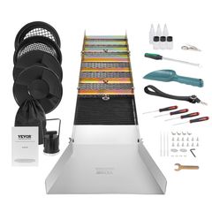 VEVOR Gold Panning Kit With Sluice Box, 50" Εξοπλισμός εξόρυξης χρυσού αλουμινίου, 23 PCS Gold Prospecting Kit με Gold Pan, Screen Classifier, Separating Magnet, Drawstring Backpack and αξεσουάρ