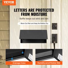 VEVOR Through The Door Key Drop Box Mailbox with Combination Lock Black-thumb-1