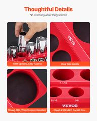 VEVOR Magnetic Socket Organizer Set 3PCS Magnetic Socket Trays Red for SAE-thumb-4