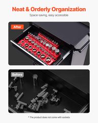 VEVOR Magnetic Socket Organizer Set 3PCS Magnetic Socket Trays Red for SAE-thumb-3