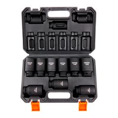 VEVOR 1/2" Drive Impact Socket Set, 9 Piece Deep Socket Set Metric 29-38mm, 6 Point Cr-Mo Alloy Steel for Auto Repair, Ευανάγνωστα σημάδια μεγέθους, στιβαρή κατασκευή, περιλαμβάνει θήκη αποθήκευσης