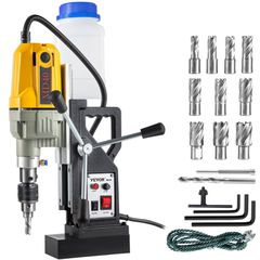 VEVOR Magnetic Drill, 1100W 1,57" Boring Diameter, 2697lbf/12000N Portable Electric Mag Drill Press with 12 Bits, 580 RPM Max Speed ​​Drilling Machine για οποιαδήποτε βελτίωση επιφάνειας και σπιτιού