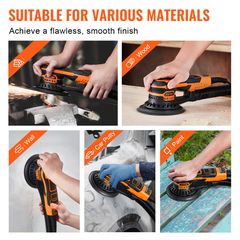 VEVOR Random Orbital Sander 6'' Palm Sander 10 PCS Sandpapers 6 Variable Speed-thumb-5