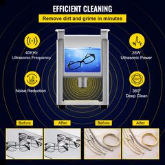 VEVOR 0.8L Ultrasonic Cleaners Ψηφιακός θερμαντήρας χρονοδιακόπτης για καθαρισμό κοσμημάτων Καθαρισμός γυαλιών 35W από ανοξείδωτο χάλυβα για επαγγελματική προσωπική οικιακή χρήση-thumb-2