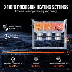 VEVOR 6L Ultrasonic Cleaner με Heater Timer & Basket Digital Sonic Machine-thumb-3
