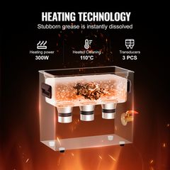 VEVOR 6L Ultrasonic Cleaner με Heater Timer & Basket Digital Sonic Machine-thumb-2