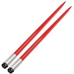 VEVOR Pair Hay Spear 49" Bale Spear 3000 lbs, Bale Spike Quick Attach Square Hay Bale Spears 1 3/4", Red Coated Bale Forks, Bale Hay Spike with Hex Nut & Sleeve for Buckets Tractors Loaders
