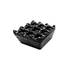 Σταχτοδοχείο αντιανεμικό μελαμίνης, τετράγωνο, μαύρο, 10x10cm - Σετ 6 τεμαχίων