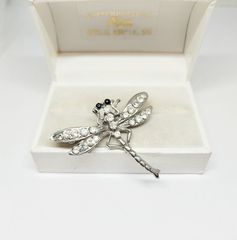 Εξαιρετική Vintage 80΄ Καρφίτσα μεγάλη  Dragonfly με ζιργκόν πέτρες Α9526 ΤΙΜΗ 55 ΕΥΡΩ