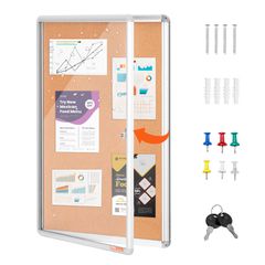 VEVOR 36"x24" Κλειστός πίνακας φελλού με Πίνακα ανακοινώσεων που κλειδώνει με πλαίσιο αλουμινίου