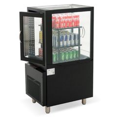 Ψυχόμενη βιτρίνα  ταμείου self service Mαύρη με 2 πόρτες . Διαστάσεις 50x70x120cm