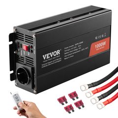 VEVOR Pure Sine Wave Power Inverter 1000W DC12V to AC230V Τηλεχειριστήριο CE FCC