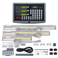 VEVOR Digital Readout 10'' & 20'' & 24'' Linear Scale 3 Axis DRO Display Kit Support Πινακίδα βάσης μαχαιριού Ρολόι θήκης καλωδίου τροφοδοσίας Ρολόι Κέρμα πεταλούδα βίδα κάλυμμα χάρακα